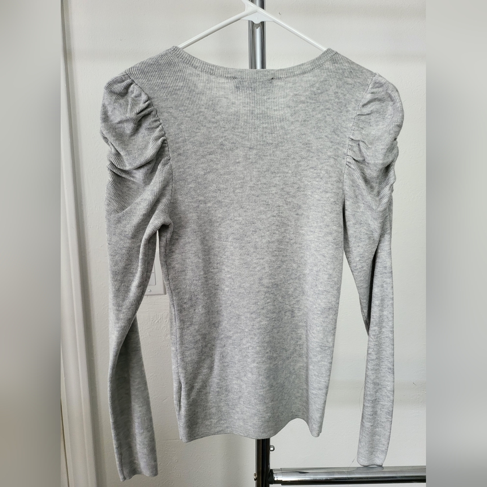 Express Gray Ribbed Long Sleeve Top - Picture 5 of 5
